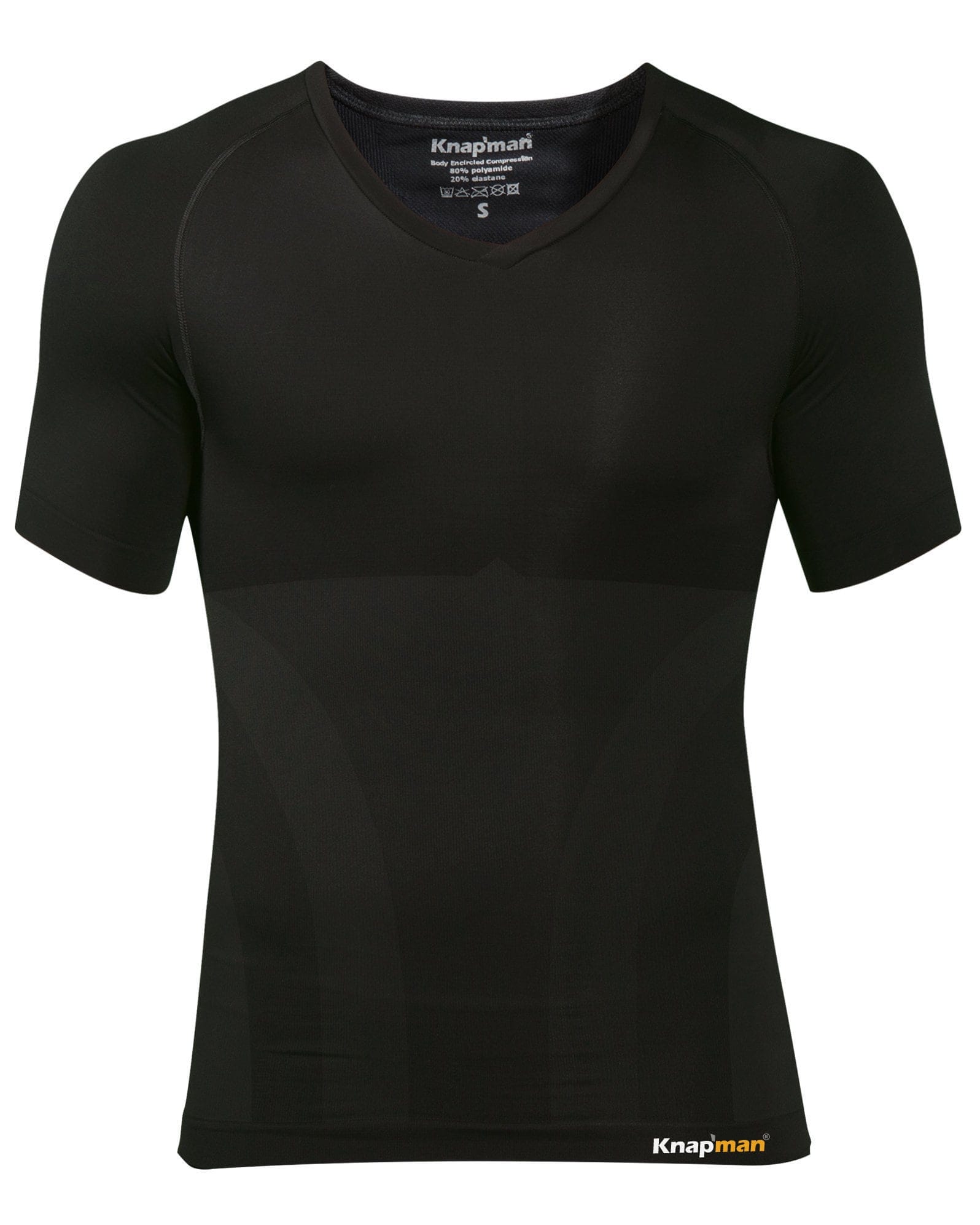 Knapman Compressieshirt V-hals zwart